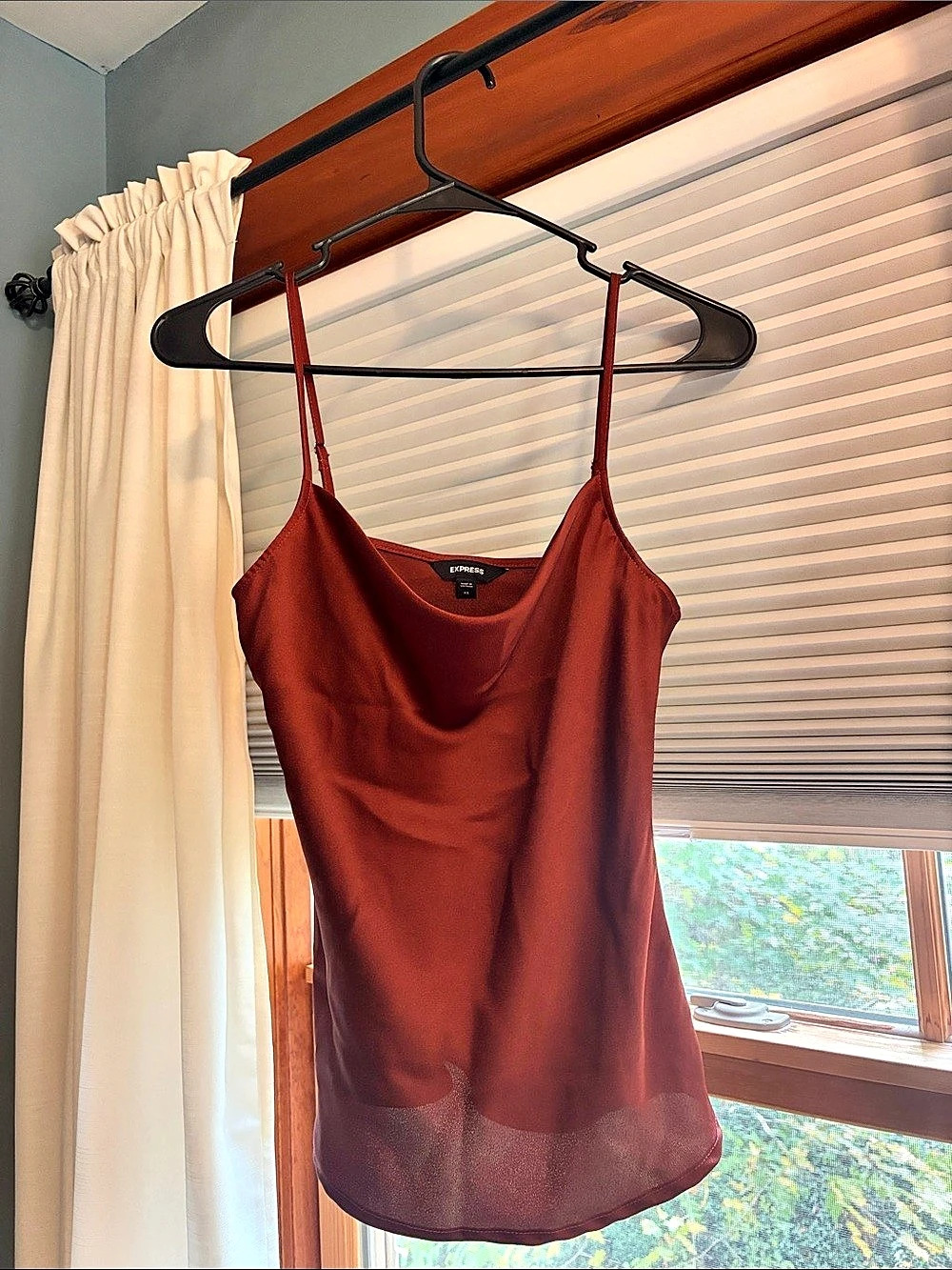 Express Satin Cowl Neck Camisole Satin Cami Brown XS